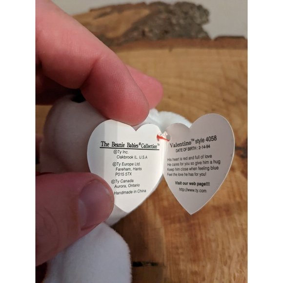 Ty 4058 Valentino Bear Beanie Baby 1993/1994; Errors, PVC, Brown Nose - Picture 5 of 11